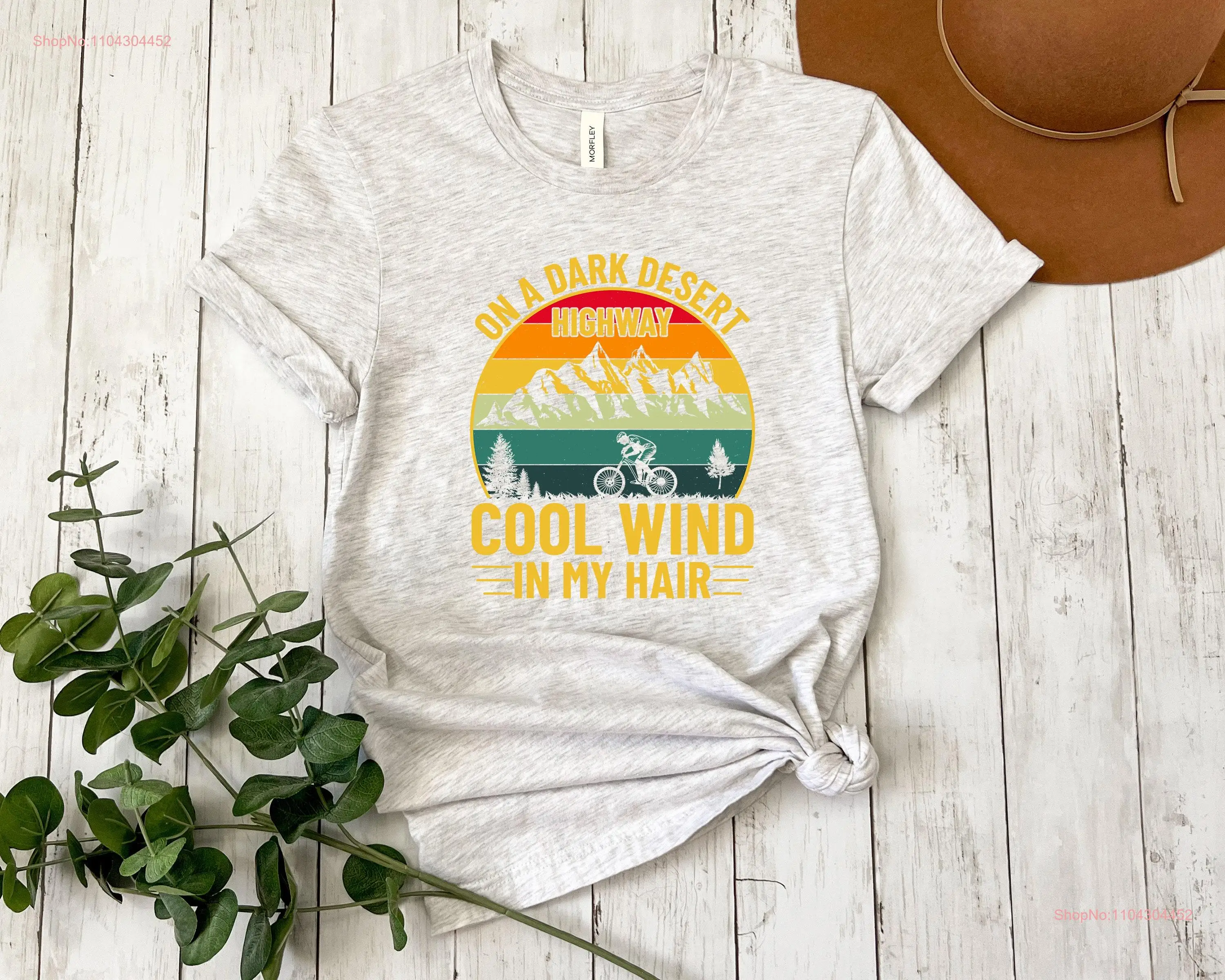 On A Dark Desert Highway Cool Wind In My Hair T Shirt Vintage Style Retro Summer Adventure Camping Bicycle