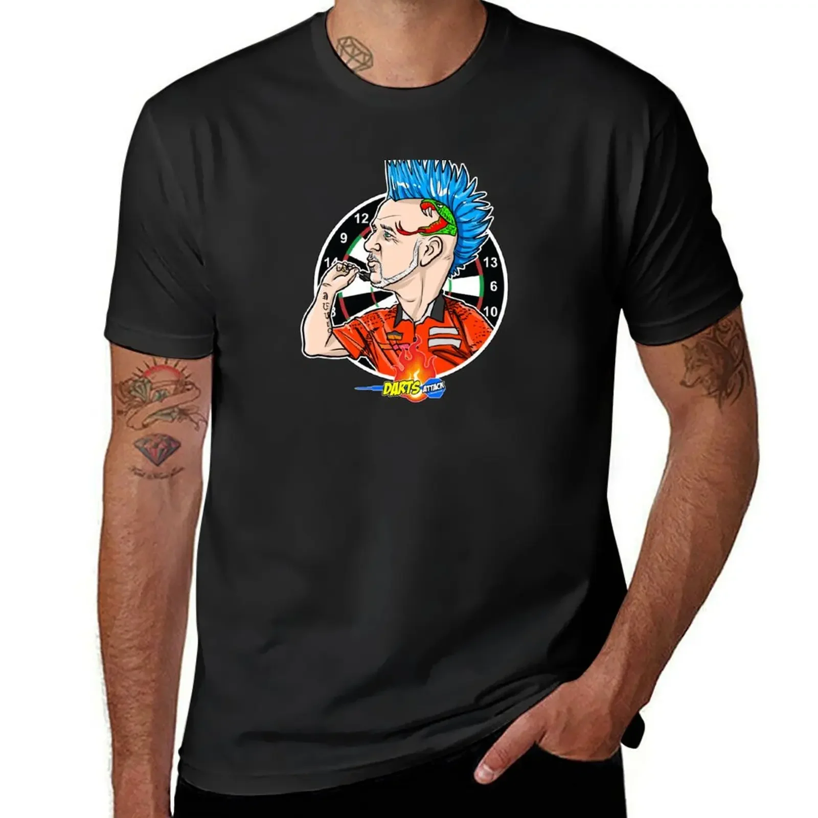 

Caricature of Peter Wright by Darts Attack T-Shirt man clothes anime clothes t shirts for men cotton