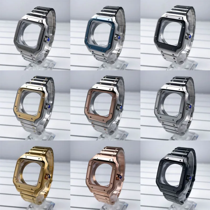 38mm NH35 Square Case Black Gold Stainless Steel Modification Parts For SKX Mod Accessories Fit Santo Case NH35 NH36 Movement