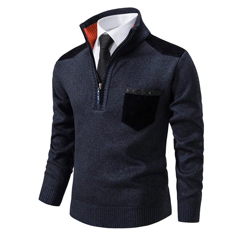 Sweater Men Korean Version of The Trend of Fall and Winter 2024 New Knitted Pullover Men's Casual Half-zipper Sweater