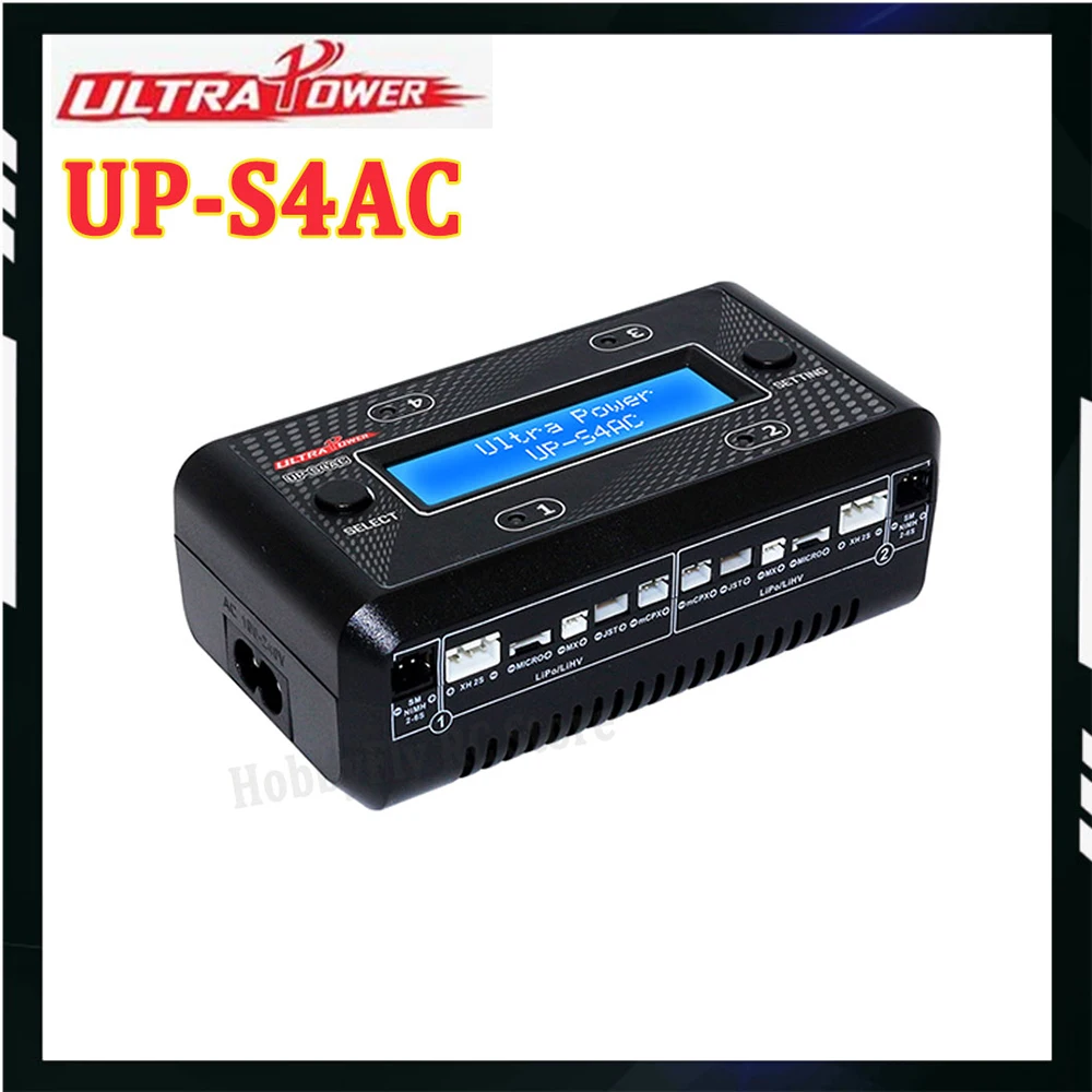 ULTRA POWER UP-S4AC Battery Charger LCD Digital Display 4x7W 1A AC DC Charger for 1S-2S LiPO/LiHV 2S-6S NiMH/NiCd Battery