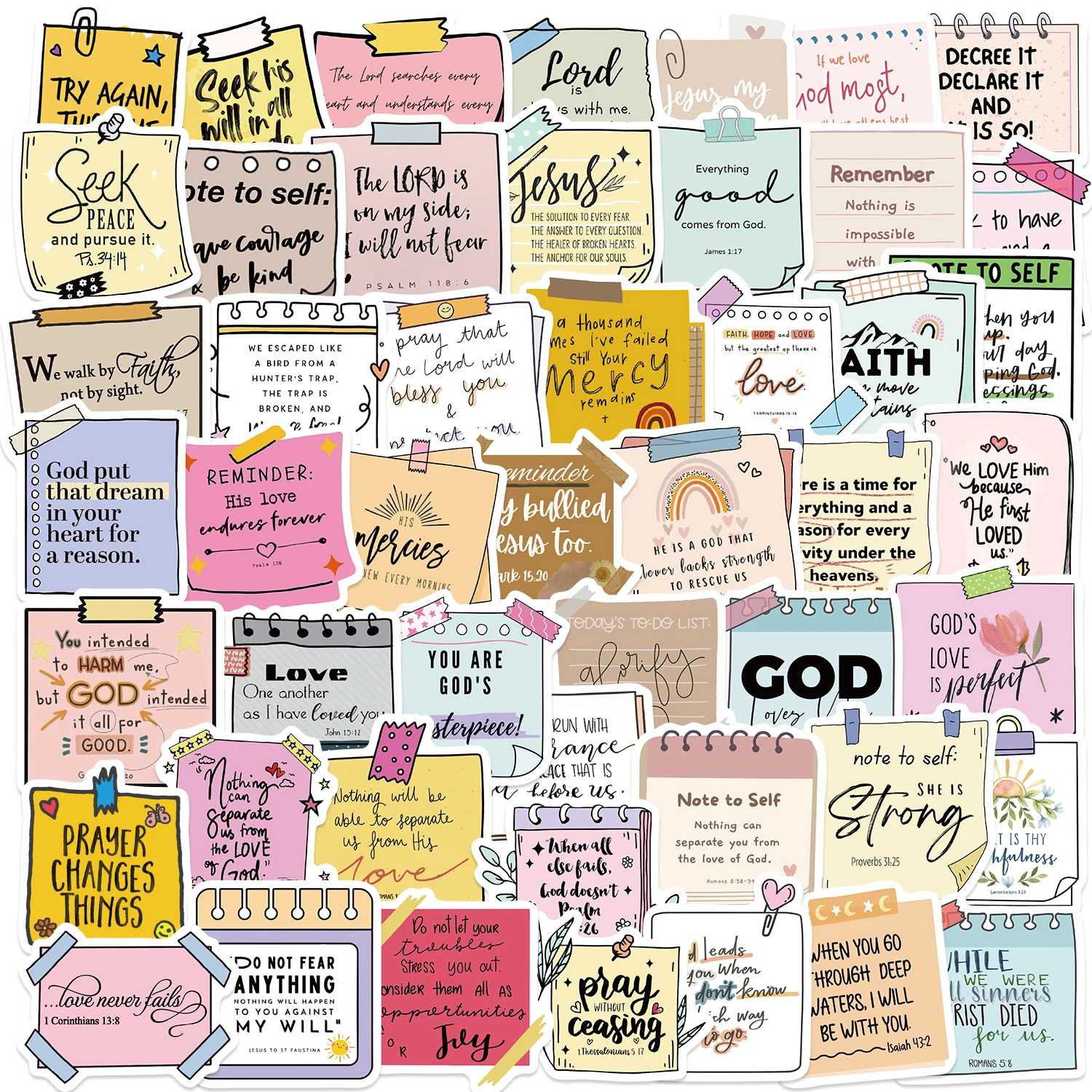 50pcs Bible Verse Scrapbook Stickers DIY Diary Laptop Luggage Skateboard Graffiti Decal Fun Stylish Classic Toys