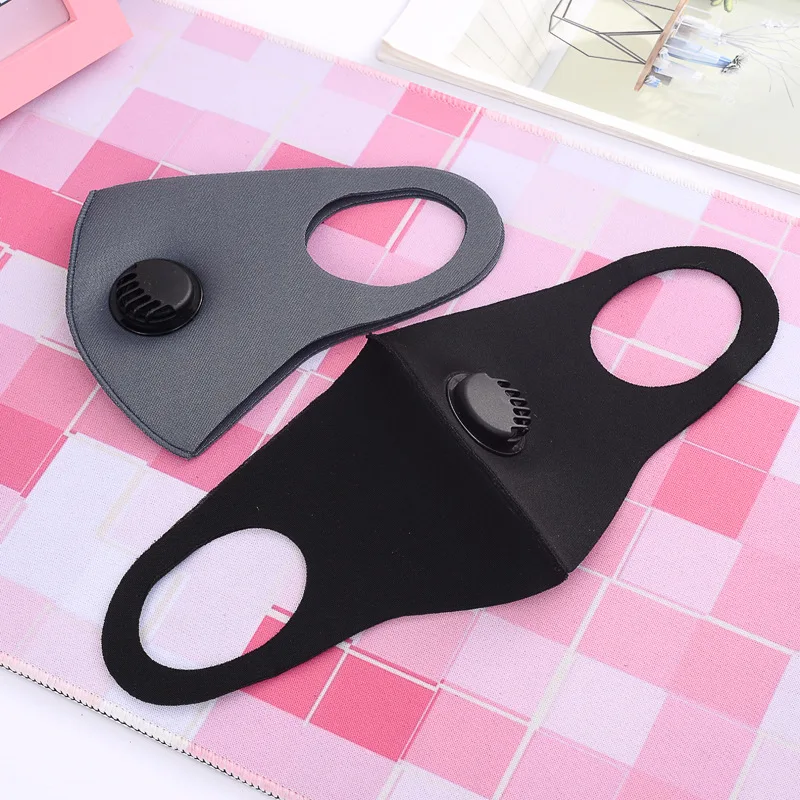 Eenvoudig zwart 3D-masker voor volwassenen met ademhalingsventiel Stijlvol, ademend, stofdicht en zonwerend gezichtsmasker