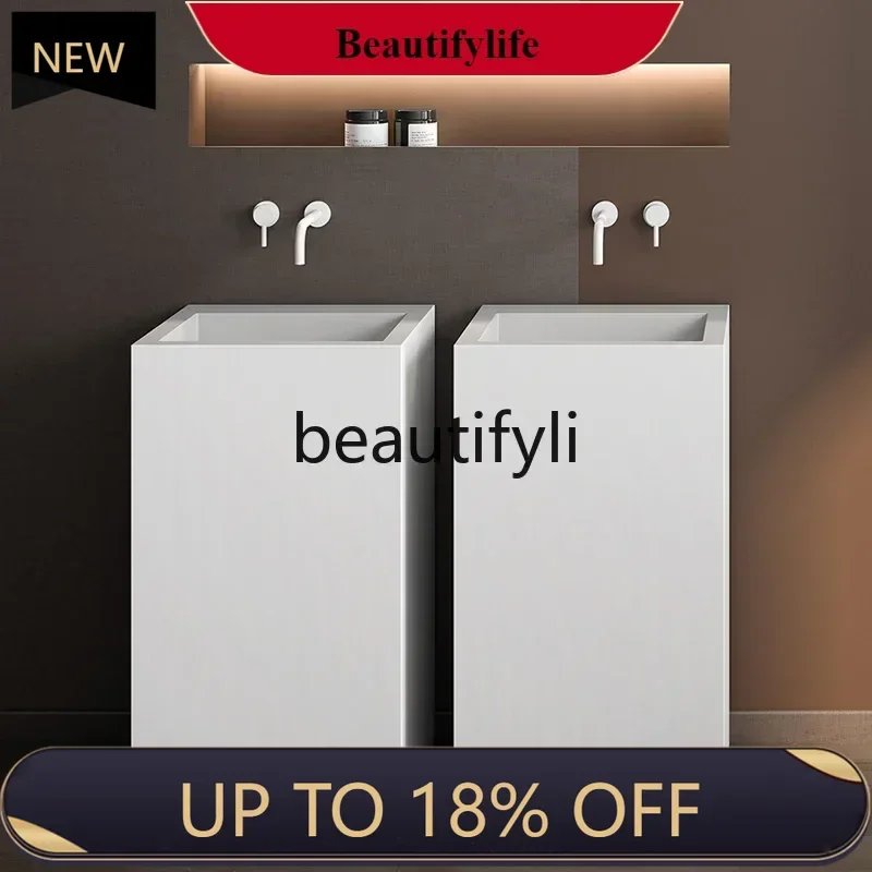 

Z189 A185 ss25 Pure white rock slab small apartment balcony outdoor face wash toilet bathroom cabinet bathroom column basin