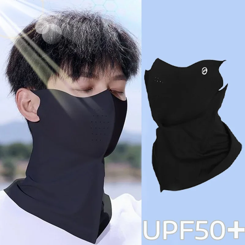 Máscaras de seda gelo 3d de verão, anti-uv, secagem rápida, cobertura facial, protetor solar, respirável, unissex, simples, proteção de pescoço, cachecol de orelha pendurado