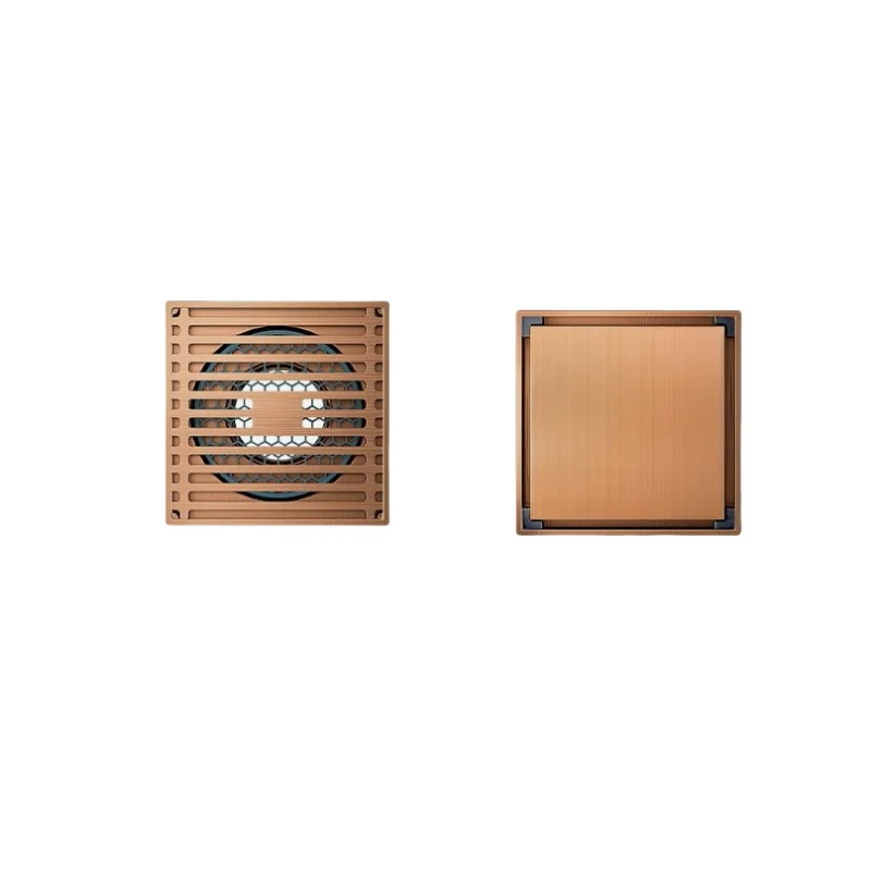 304 stainless steel brushed rose gold floor drain balcony square drain bathroom 10X10 cm square floor drain