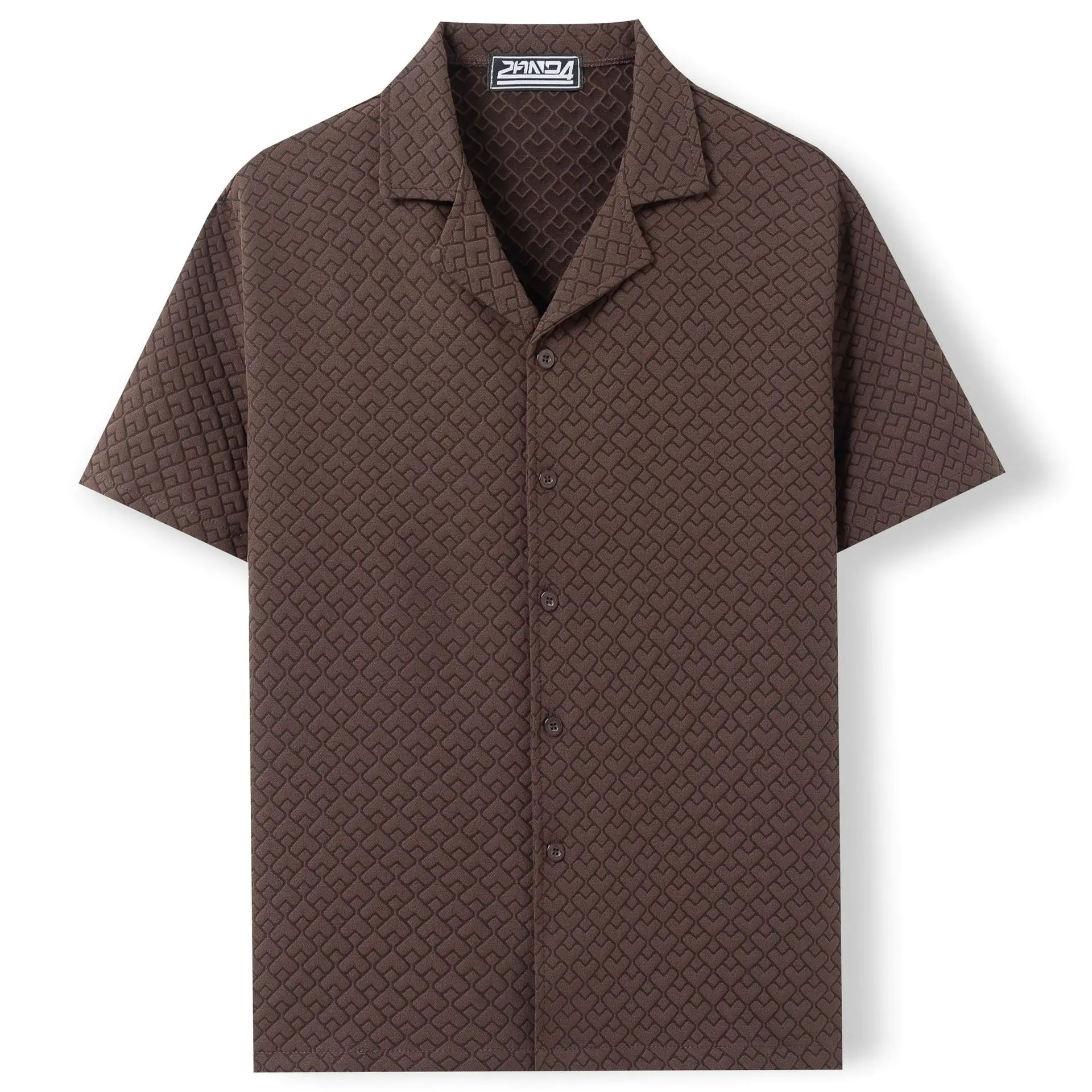 Summer New Men's Casual Short Sleeved Shirt with Cuban Collar Button Down Casual Floral Shirt Streetwear