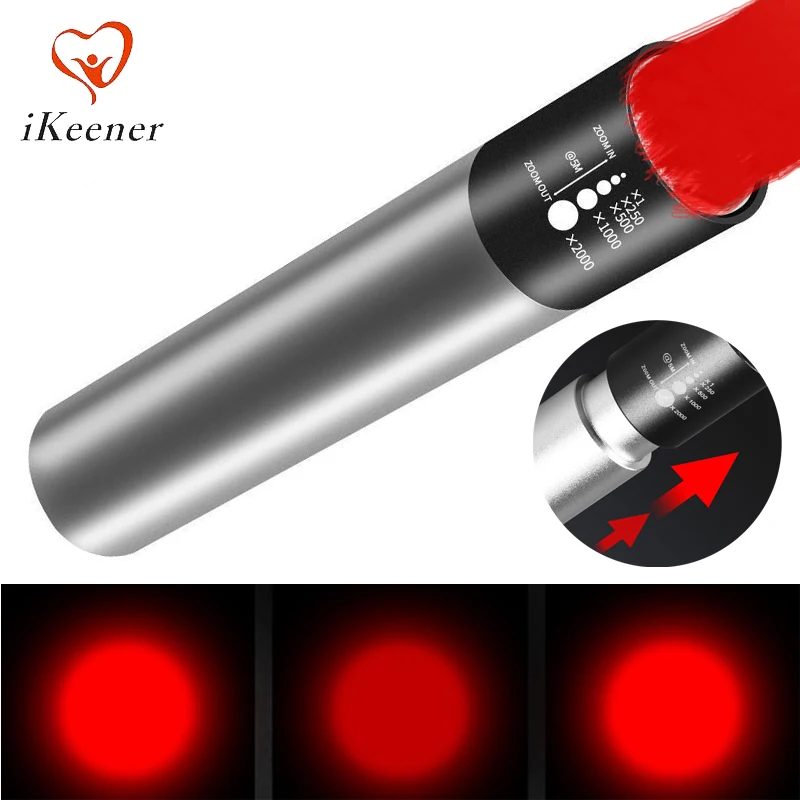 Red Light Therapy Lamp Device LED Flashlight for Body Pain Relief Skin Rejuvenation Infrared Lamp Zoomable Torch