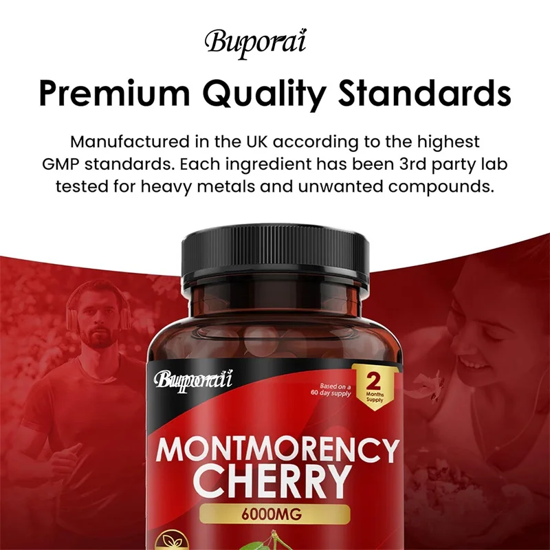 몽모네르시 체리 6000MG - 관절 건강 및 요산 균형 유지에 도움, 수면의 질 개선 및 면역 지원 제공