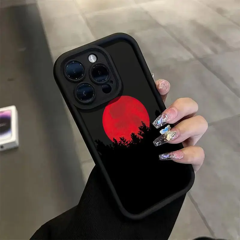 

Scenery and Blood Moon phone case for iPhone 16 15 14 13 12 11 Pro/ Max/Plus shock-proof rear cover anti-fingerprint