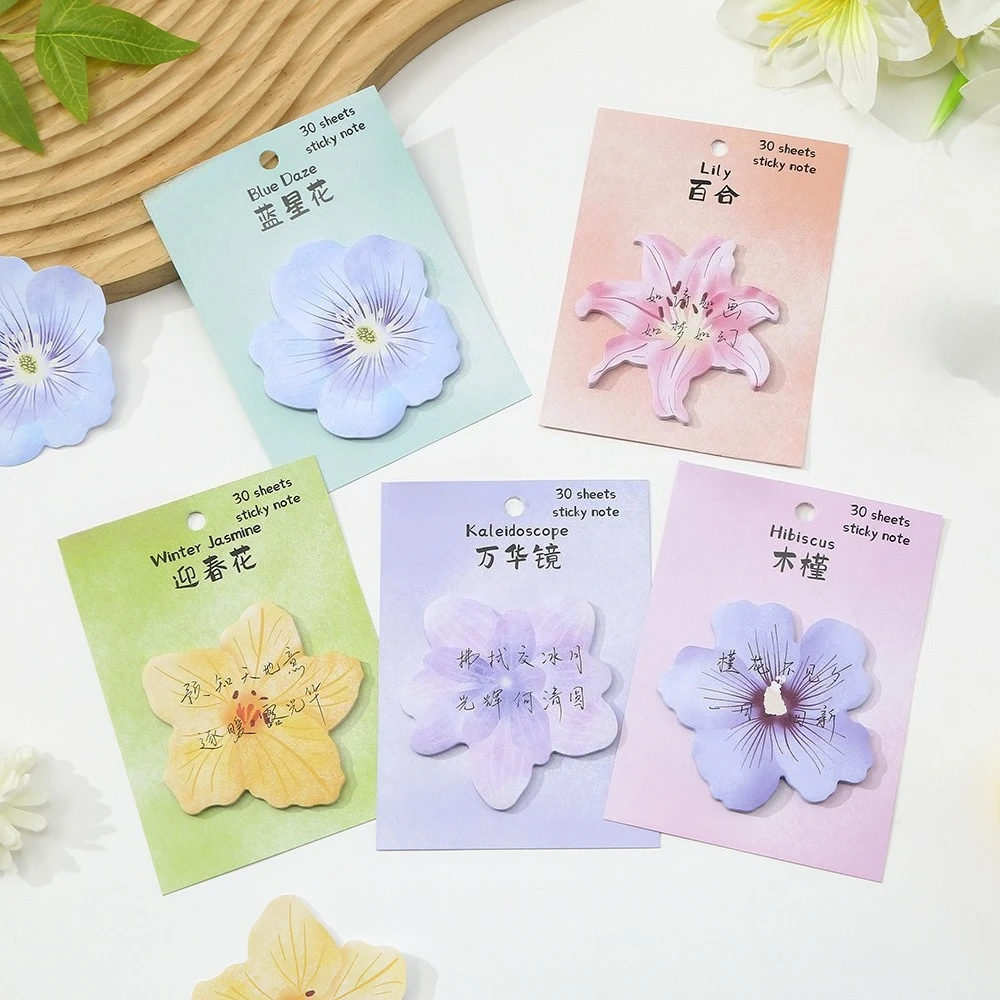 

30pcs/book Flower Convenience Stickers Cute and Fresh N Times Alien Memo Paper Learning and Office Supplies Multi Color Plant