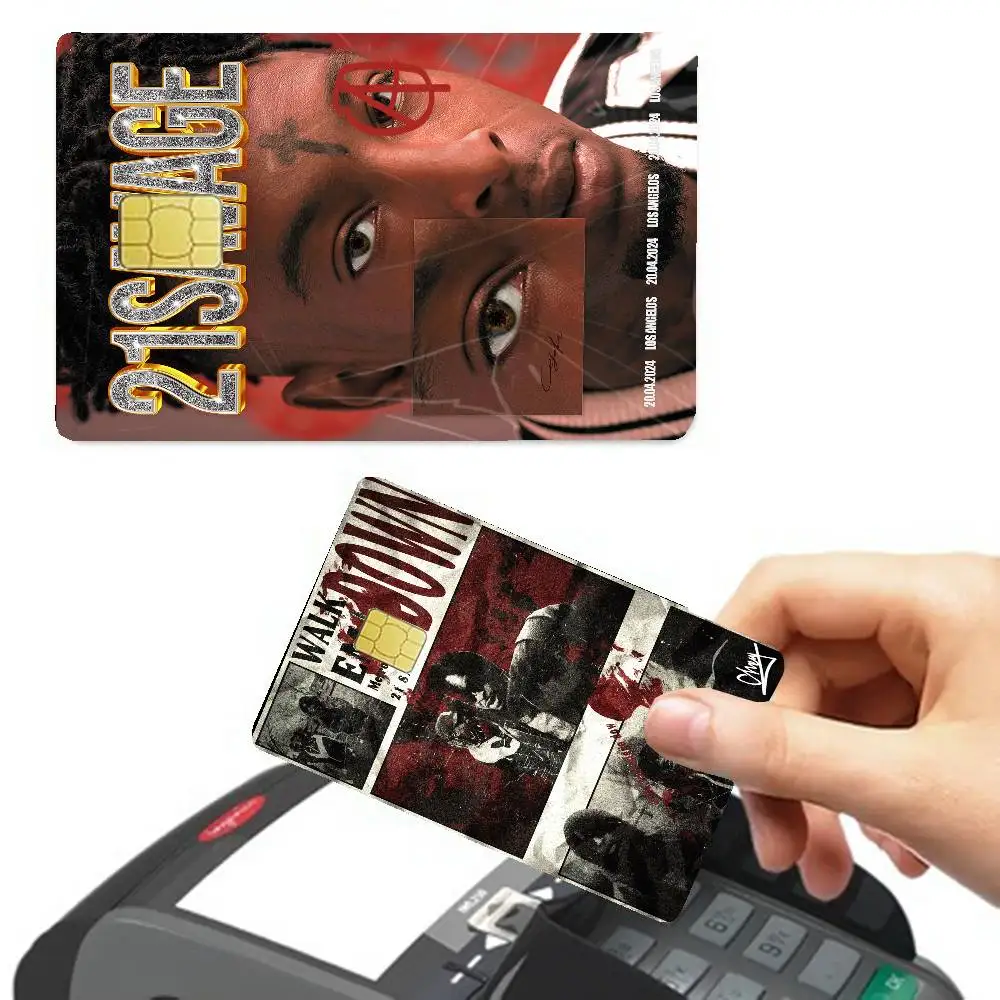Popular Singer Rapper 21 S-Savage Diy Credit Debit Card Sticker Party Sticker Decoration Waterproof Small Chip Card Skin Sticker