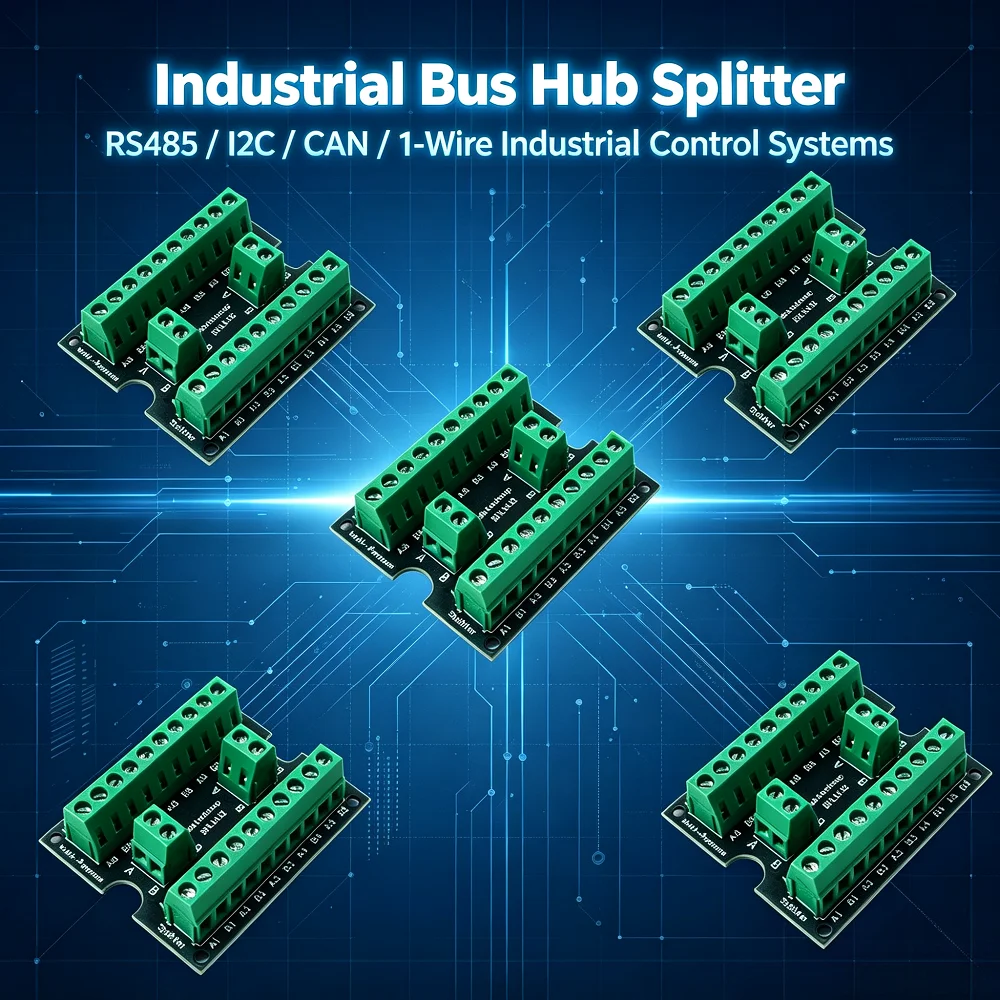 5PCS DIN rail mounted bus hub splitter - RS485, I2C, CAN, single wire master-slave ring network expansion, suitable