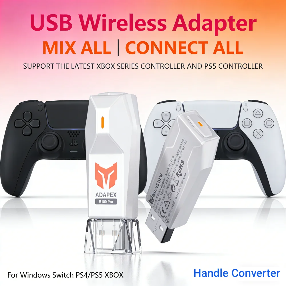 

Беспроводной USB-адаптер BIGBIG WON R100 для ПК с Windows, Switch, PS4, PS5, XBOX One S