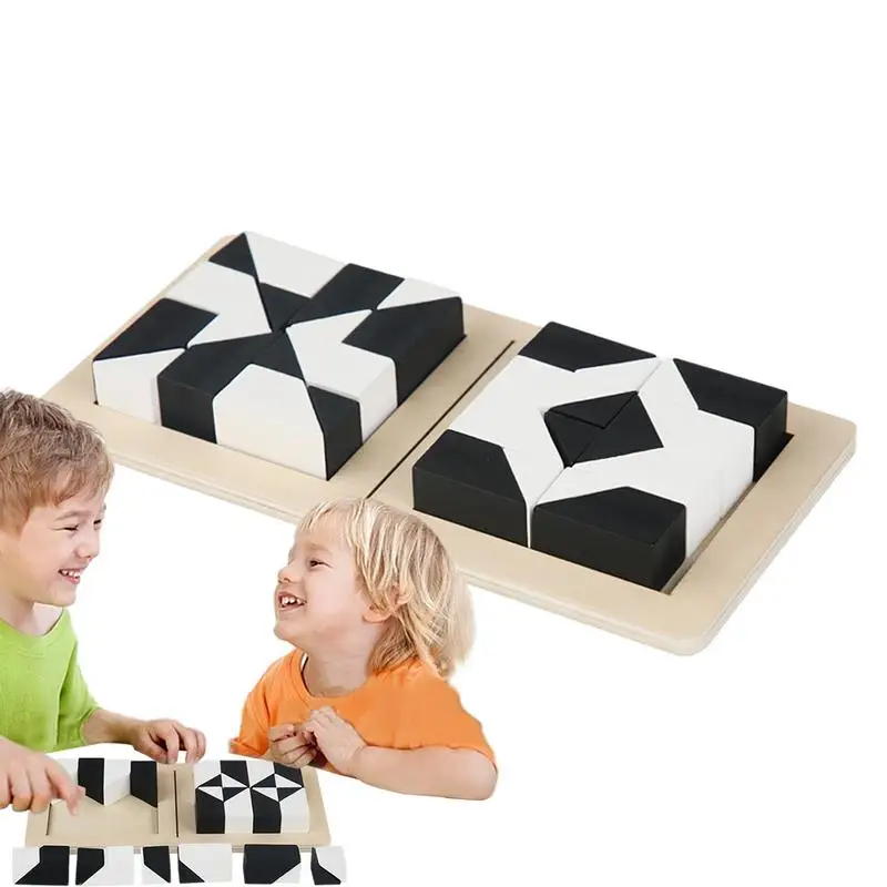 

Black And White Puzzle Blocks Montessori Preschool Learning Enlightenment Jigsaw Puzzle Montessori Stem Educational Toy Puzzle