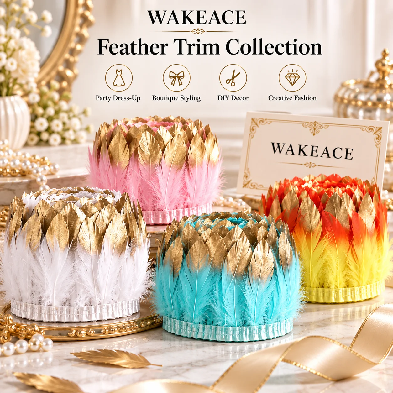 Gold Faux Feather Fringe Trim - Fringe Ribbon Sewing ulasan dan harga