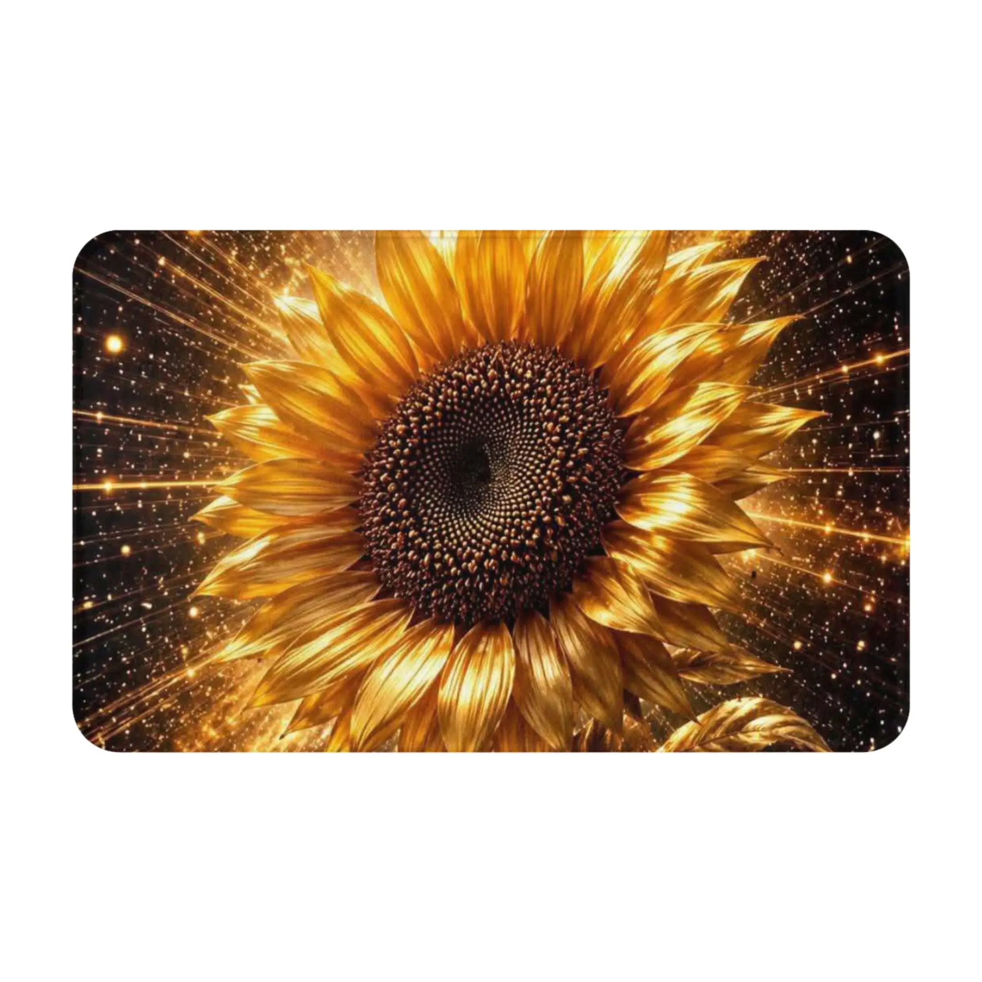 Sparkling Golden Sunflower Cosmic Art Print Non-slip Doormat Kitchen Mat  Entrance Indoor Home Decor