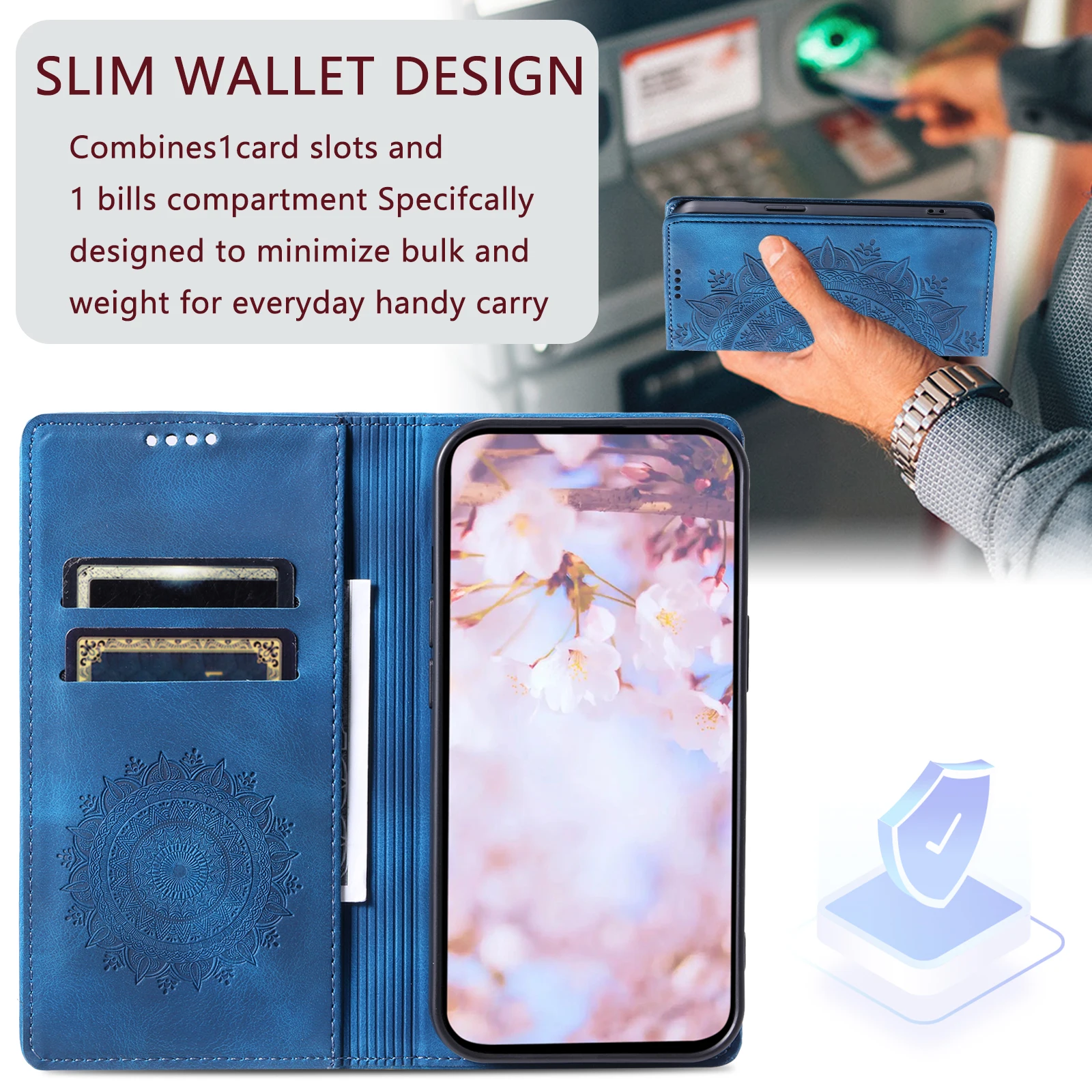 تنقش زهرة البطاقات المغناطيسية Solt محفظة جلدية الحال بالنسبة Xiaomi Redmi ملاحظة 15 برو زائد 14 13 12 11 14C13C تتفاعل غطاء الوجه