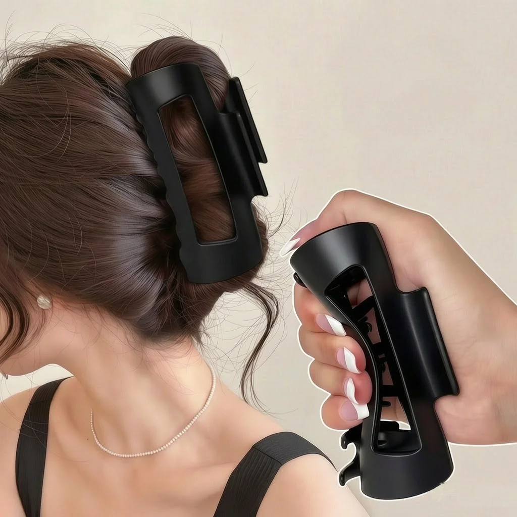 Women'S Work Accessories - Grote, matte zwarte haarklem van siliconen,