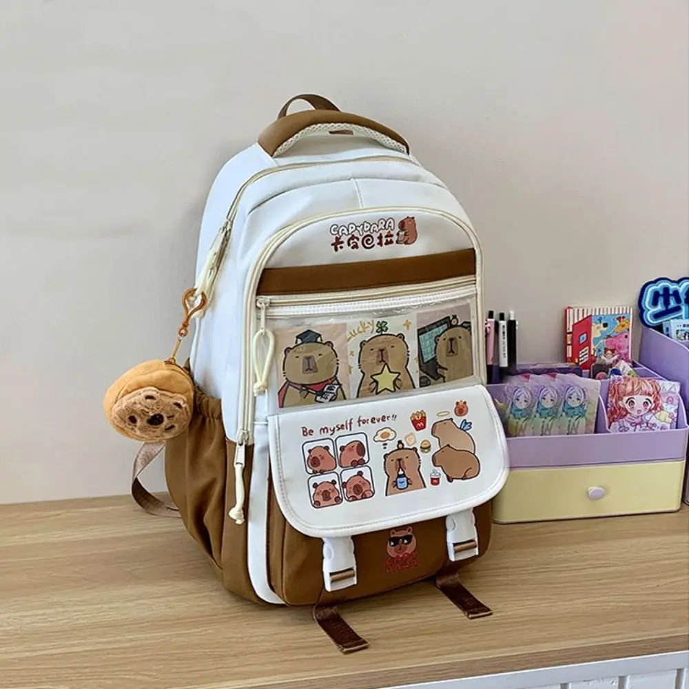 

Cute Cartoon Capybara Backpack Large Capacity Waterproof Shoulder Bags Pattern Secondary School Bags