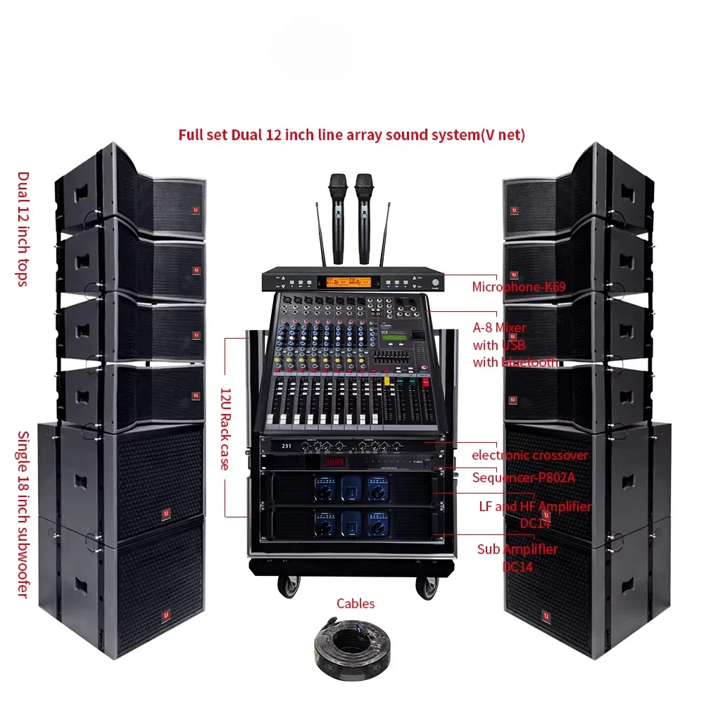 New design passive dj line array system dual 12 inch audio sound speakers set for church T.I Pro Audio