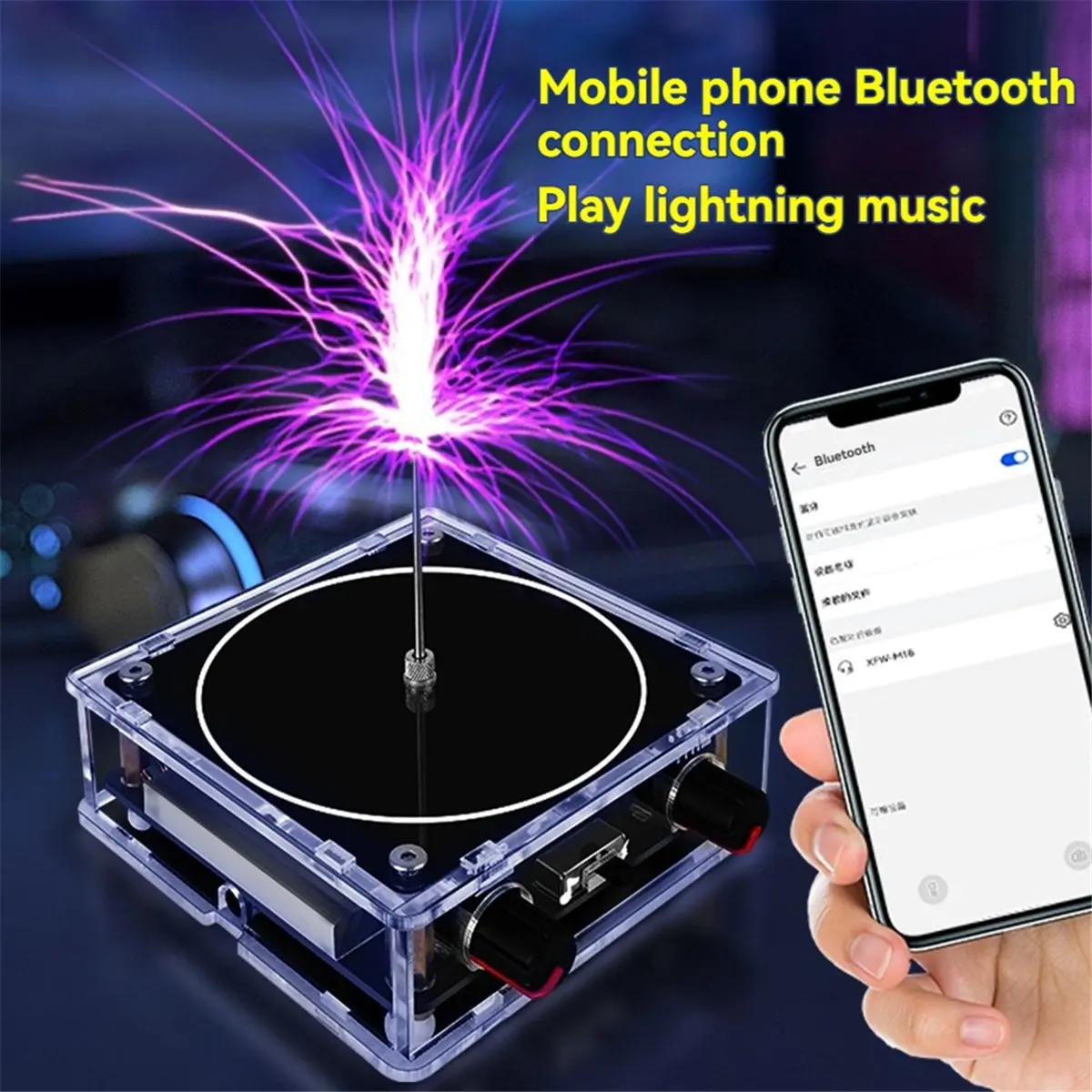 Summer sale  Bluetooth Music Coil, Touchable Artificial Spark Arc Generator, Science Teaching Experiment Tool US PLUG