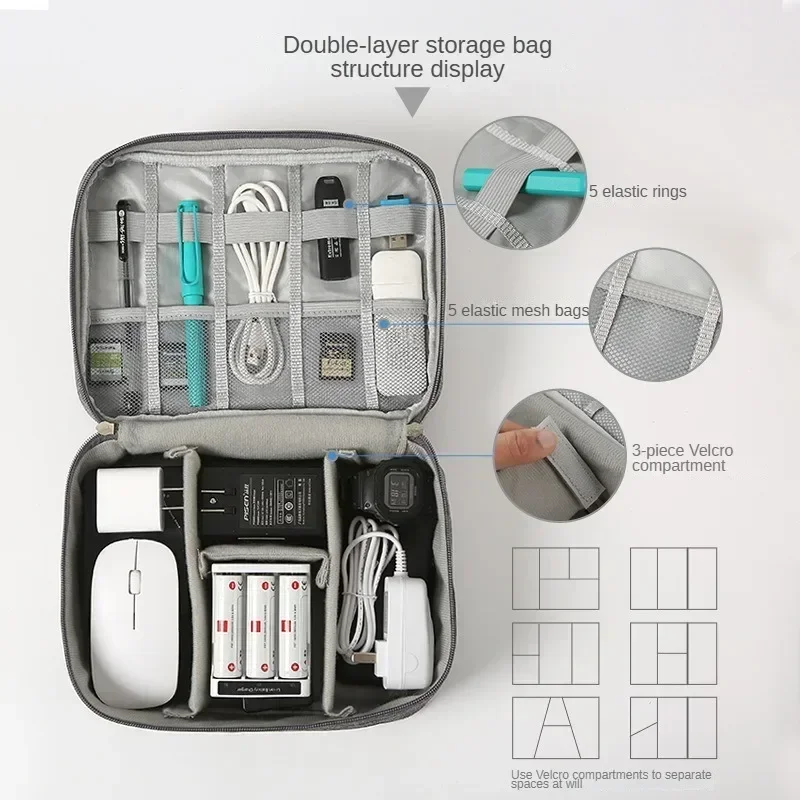 Travel Electronic Digital Storgage  Dustproof Anti-moisture Grid Large Capacity Data Cable Multi-Layer Travel