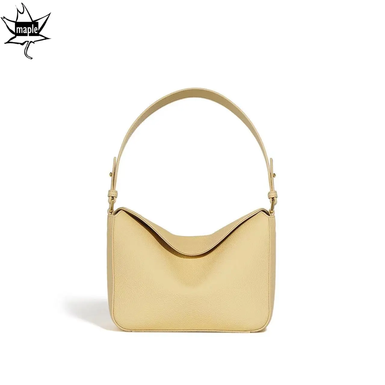 

French Style Designer Slouchy Armpit Bag Yellow Natural Cow Leather Women's Shoulder Bag Elegant Lady Handbag Daily-use Pouch