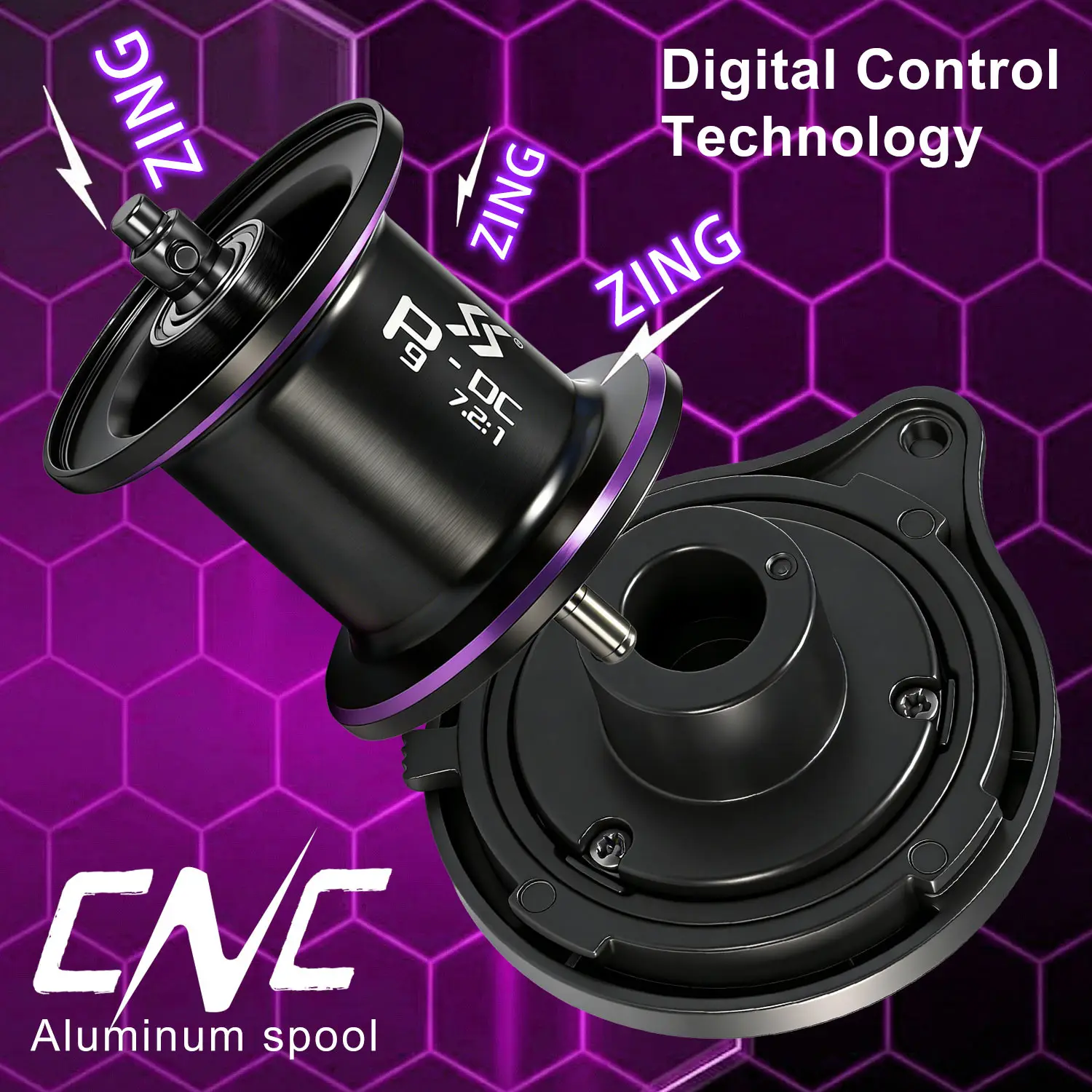 Sougayilang P9 DC Baitcaster-Rolle mit elektronischer Bremse, Übersetzungsverhältnis 7,2:1, 5+1BB, Anti-Explosion-Schnur, Salzwasser- und Süßwasser-Angelrolle – Detail 7