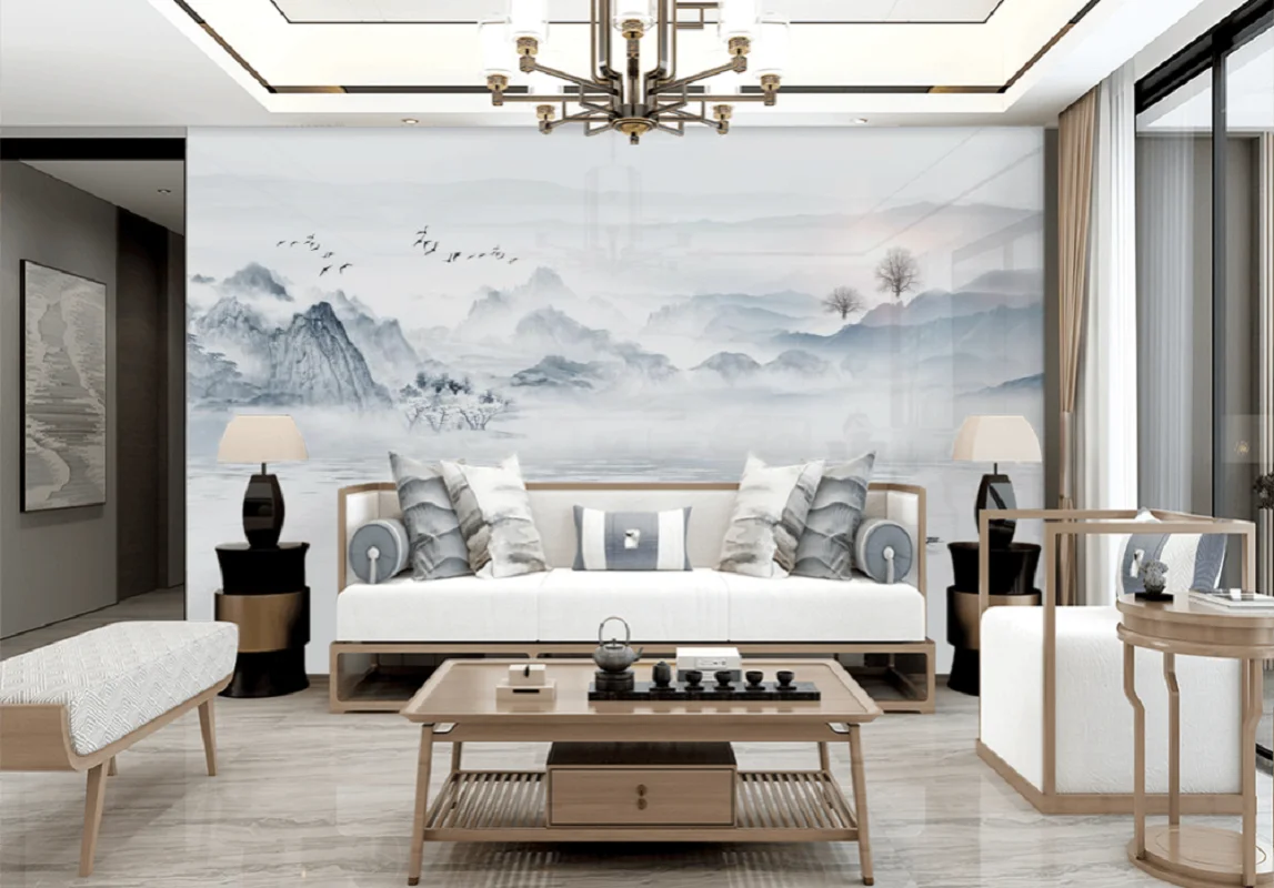 

Customized Mural Simple Artistic Conception Landscape Background Wall