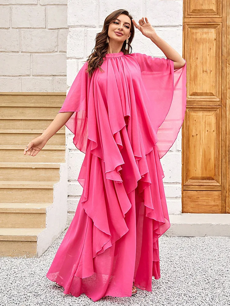 Eid Djellaba-vestido con capas de volantes para mujer, Abaya musulmana de Dubái, caftán turco, vestido de fiesta de boda de noche, caftán marroquí para mujer