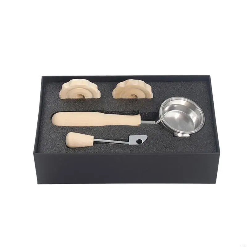 로켓 커피 머신 솔리드 나무 바닥이없는 포르타 필터 범용 수정 부품 에스프레소 스테인리스 330 N58d