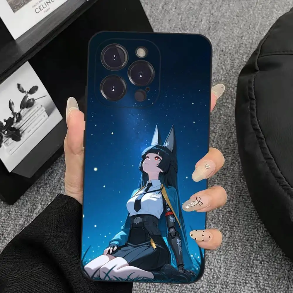 حافظة هاتف H-Hoshimi M-Miyabi ZZZ لهاتف iPhone 17,16,15,14,13,12,11,Plus,Pro Max,XS,X,XR,SE,Mini,8,7,غطاء أسود من السيليكون الناعم