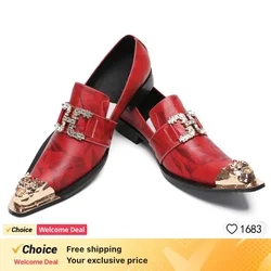 Luxurious Mens Casual Shoes Red Fashion Low Heel Men Loafers Male Shoes British Style Designer Shoes Men wedding