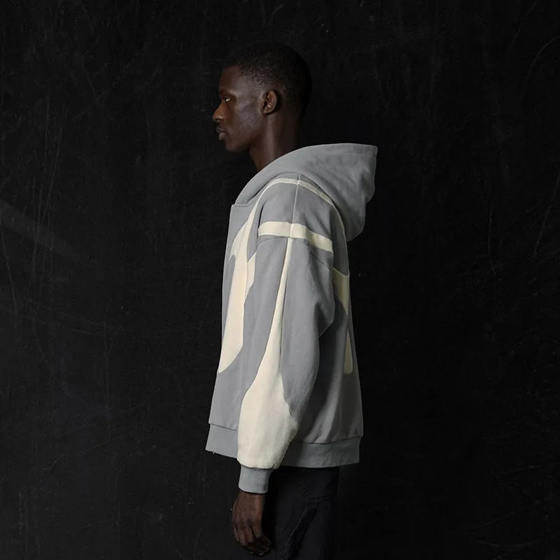 الأوروبية الأمريكية الخريف الشتاء الشارع الربط المتناقضة هوديي أعلى Y2KHarajuku القوطية فضفاض سستة البلوز الرجال النساء معطف #3