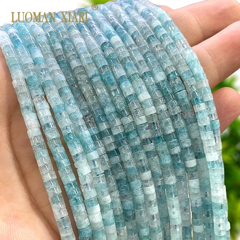 2x4MM Rondelle Natural Stone Aquamarine Chalcedony Loose Abacus Spacer Beads for Jewelry Making DIY Bracelet Charms Accessories