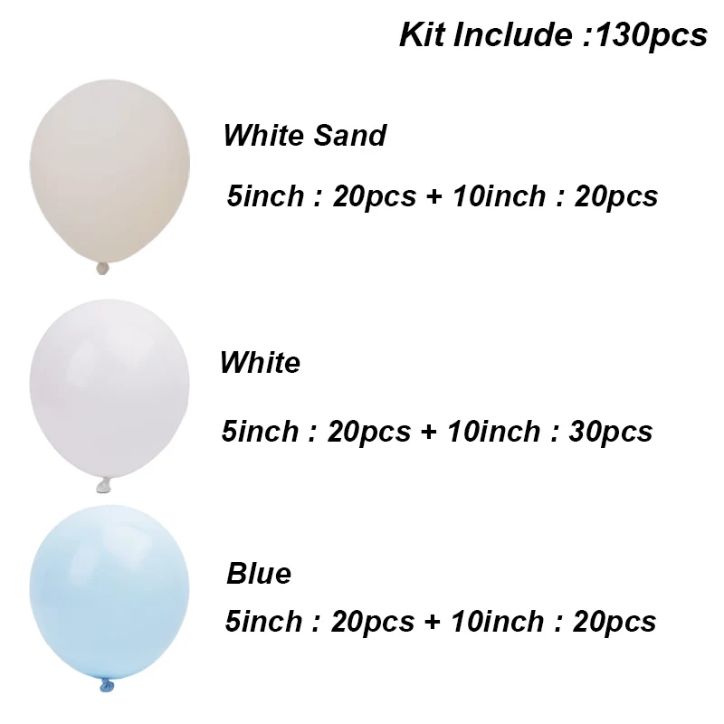 Beige Blue Balloons Garland Arch Kit Kids Boy One 1st Birthday Balloon Set Baby Shower Decoration Baptism Party Wedding