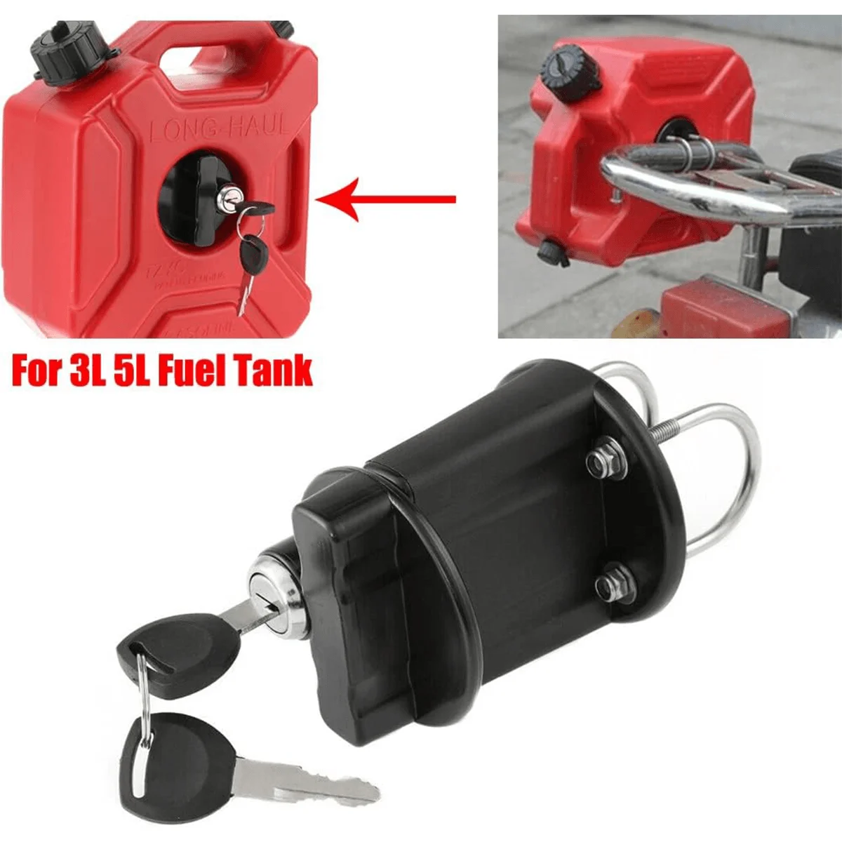 1set Universal Fuel Tank Plastic Can Lock Gas Diesel Can Lock Fit For Motorcycle Car RV SUV 3L 5L Reserve Oil Tank Accessories