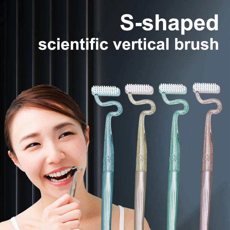 

S-Shape Toothbrush S Shaped Curved Cleaning Brush Creative S-Shaped Dead Angle Brush Beauty Care Tools And Accessories