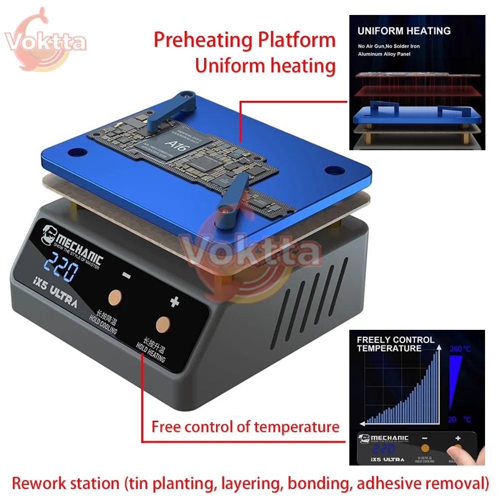 

IX5 Ultra Preheating Station Motherboard Glue Removal Tin Planting Hot Plate Rework Station Uniform Heating Platform Repair Tool