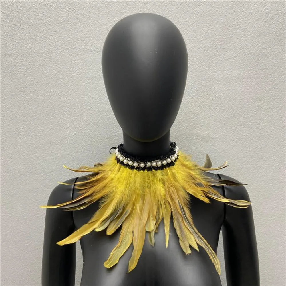 New Adjustable Faux Feather Scarf Lace-up Retro Faux Feather Collar Costume Accessories Stage Performance