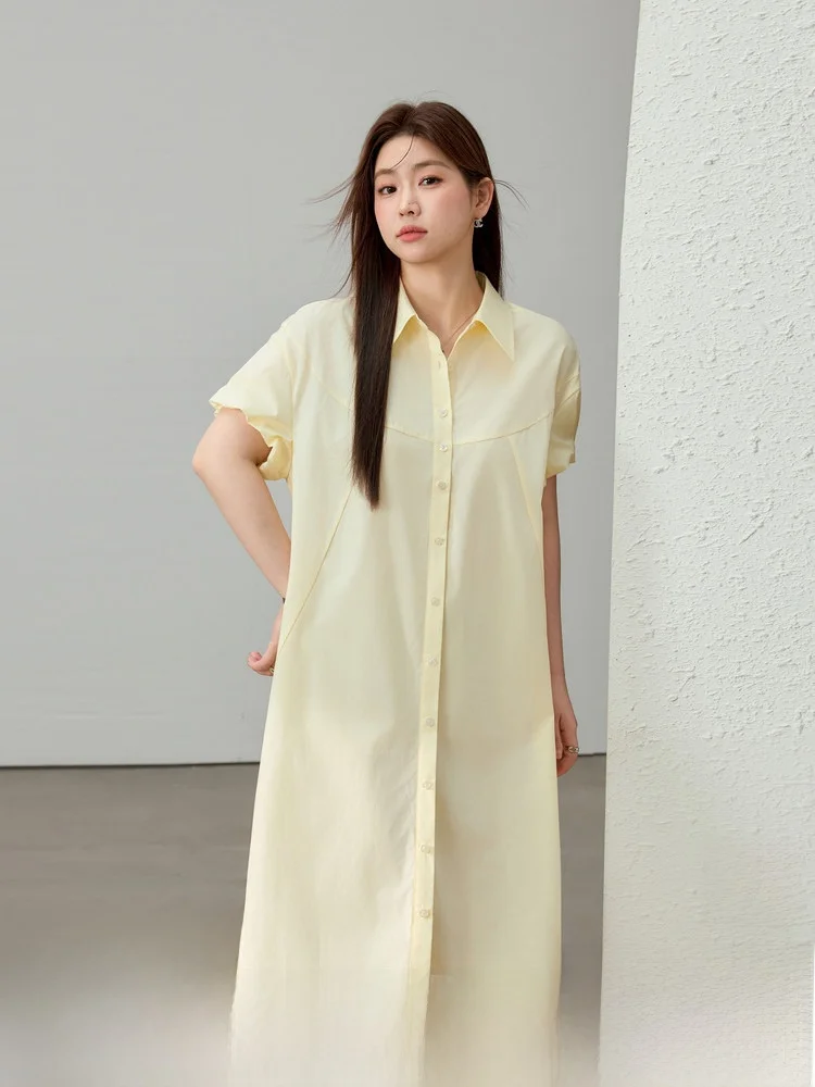 

Fashionable Commuter Breathable Rayon Dress plus Size Women's Clothing Summer New Arrival A-Line Midi Dress Button Deta...