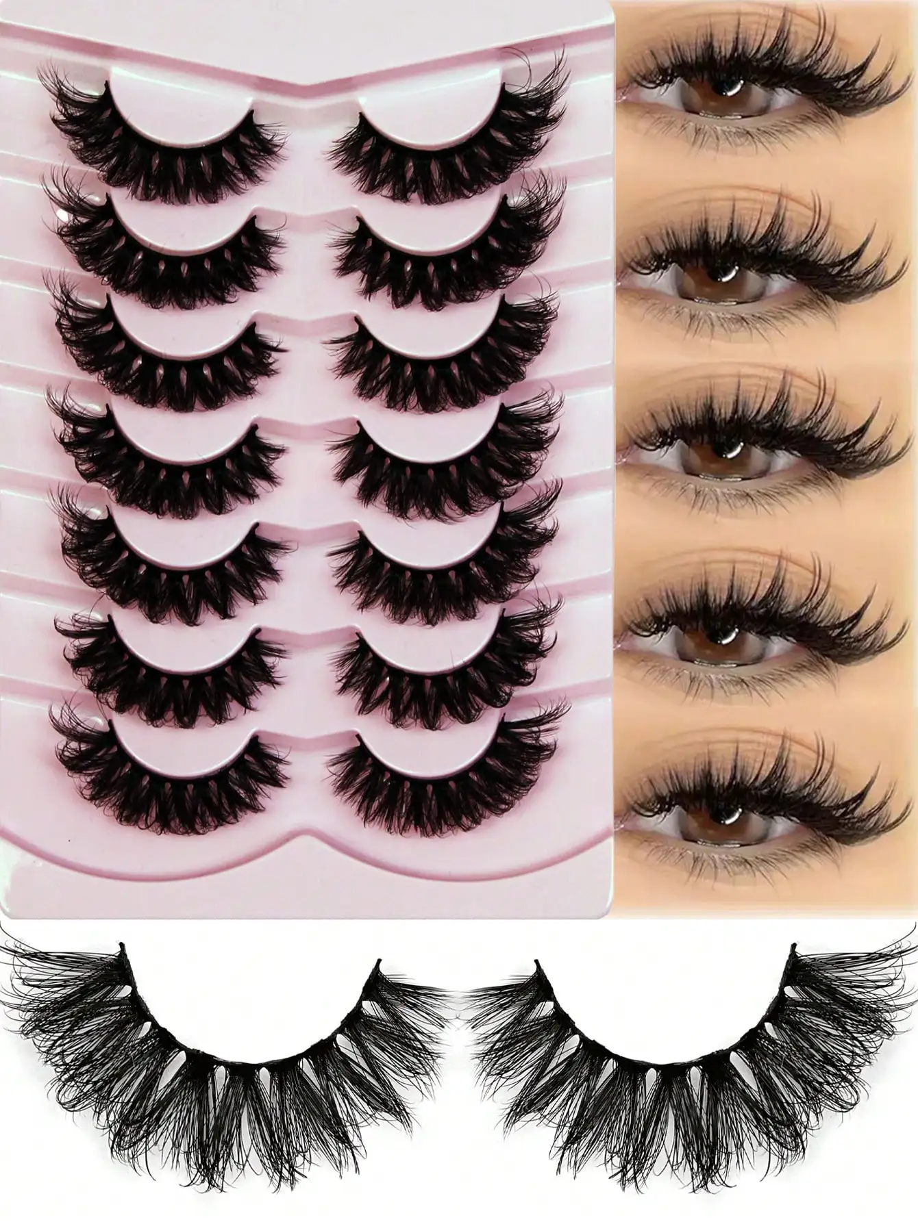 7 Paar flauschige, dicke, langlebige, dramatische und natürlich voluminöse falsche Wimpern – Detail 1