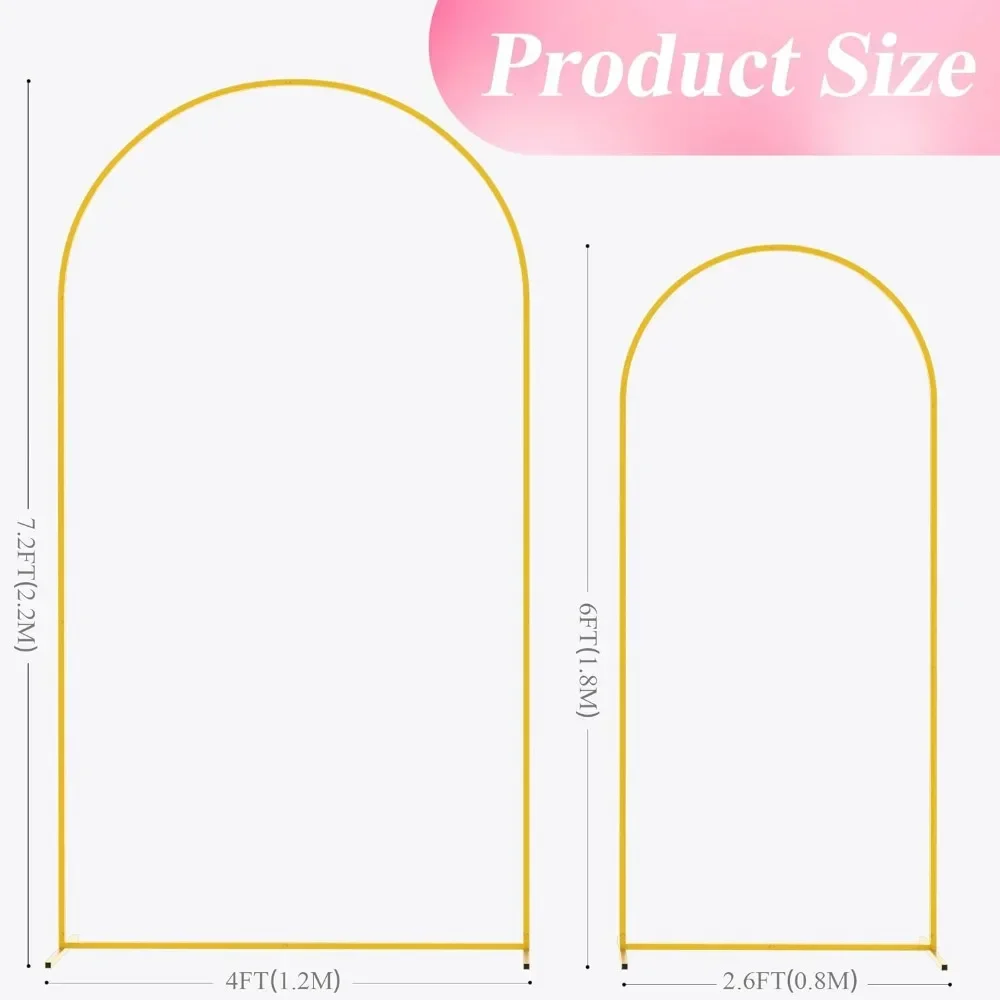 7.2FT, 6FT Wedding Arch, Metal Arch Stand Set of 2 for Birthday Party Wedding Ceremony Baby Shower Graduation, Wedding Arch