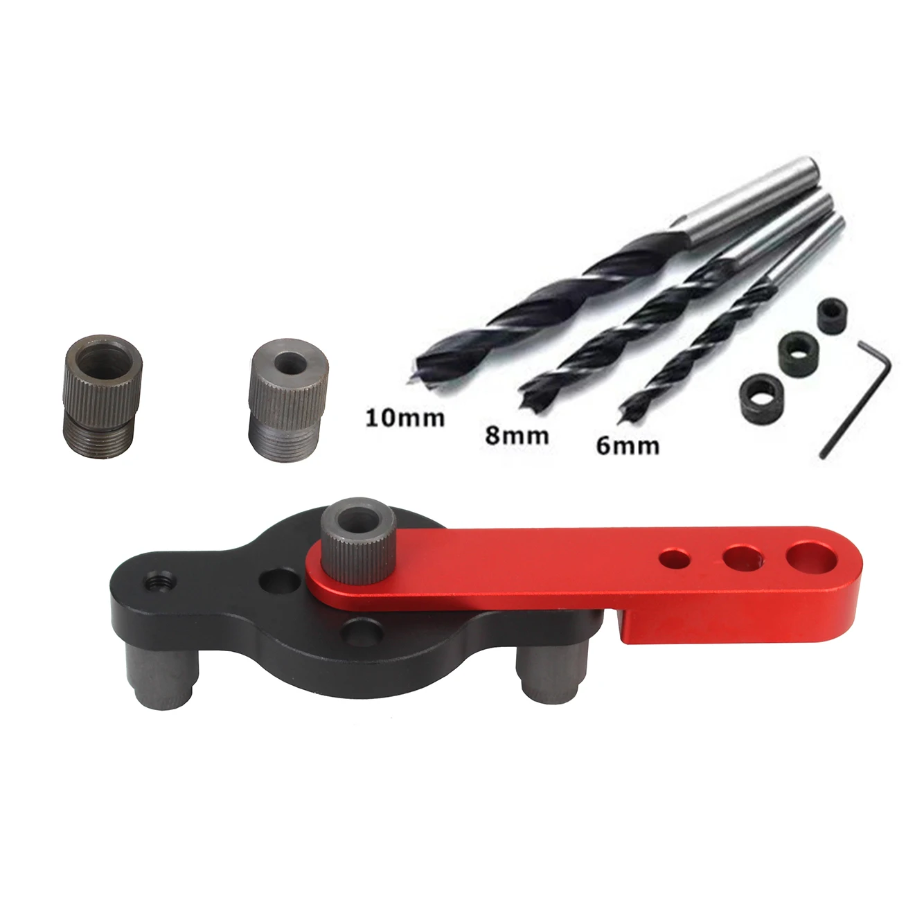 Imagem -04 - Vertical Bolso Hole Dowel Jig Kit Carpintaria Auto Centramento Guia de Broca Alumínio Locator Carpintaria Hole Puncher mm mm 10 mm