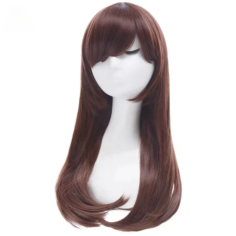 CosplayJeu ROLECOS OW D.VA 코스프레 페루크 sur jeu montre 코스프레 Hana chanson DVA perruque longue brune femmes cheveux synthét