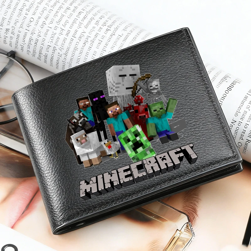 

Кошельки из искусственной кожи в стиле Minecraft, игровые фигурки, портмоне, складные картхолдеры с несколькими отделениями для карт, короткие кошельки с мультяшными персонажами для мальчиков и девочек, подарок