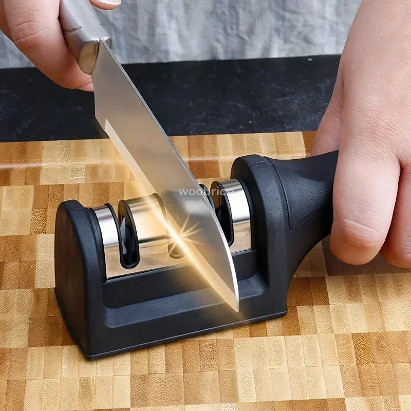3 Stage Manual Knife Sharpener Handheld Kitchen Knife Sharpening Tool Multi-functional Sharpener for Straight Edge Chef Knives