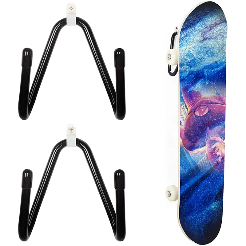 2 Pack Skateboard Wall Hanger Hook Rack Longboard Holder Hanger Wall Mount Flexible Hanger For Skateboards, Longboards