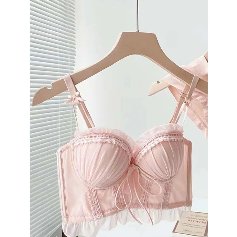 セクシーなSoutien-gorge Sans Armature Ensemble Petit Poitrine Push Up Lingerie Jeune Fille Pure Désir Rassemble Côté Taille S-XL Doux
